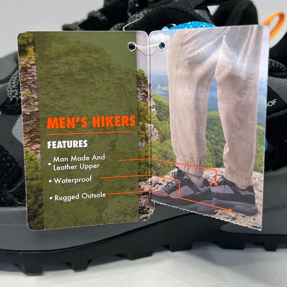 Ozark Trail Mens Hike Low Waterproof Hiking Shoes Black Grey Men's Size‎ 7 New